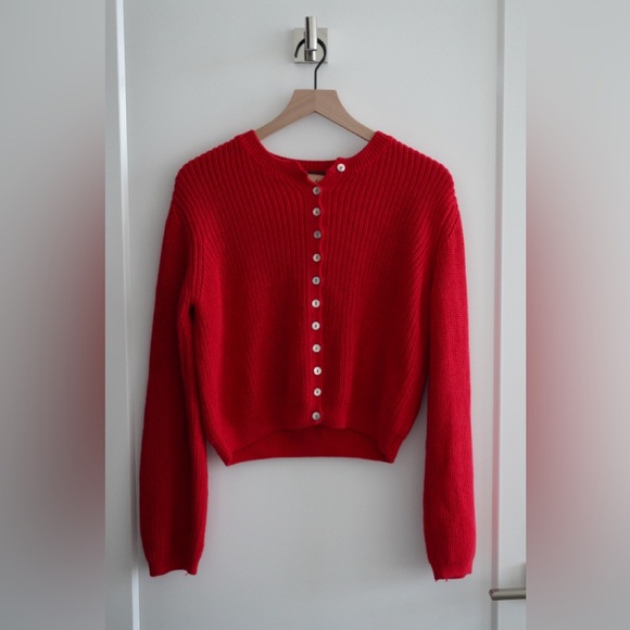 Sonderhaus Sweaters - Sonderhaus Harbor Cardigan - Cherry Red